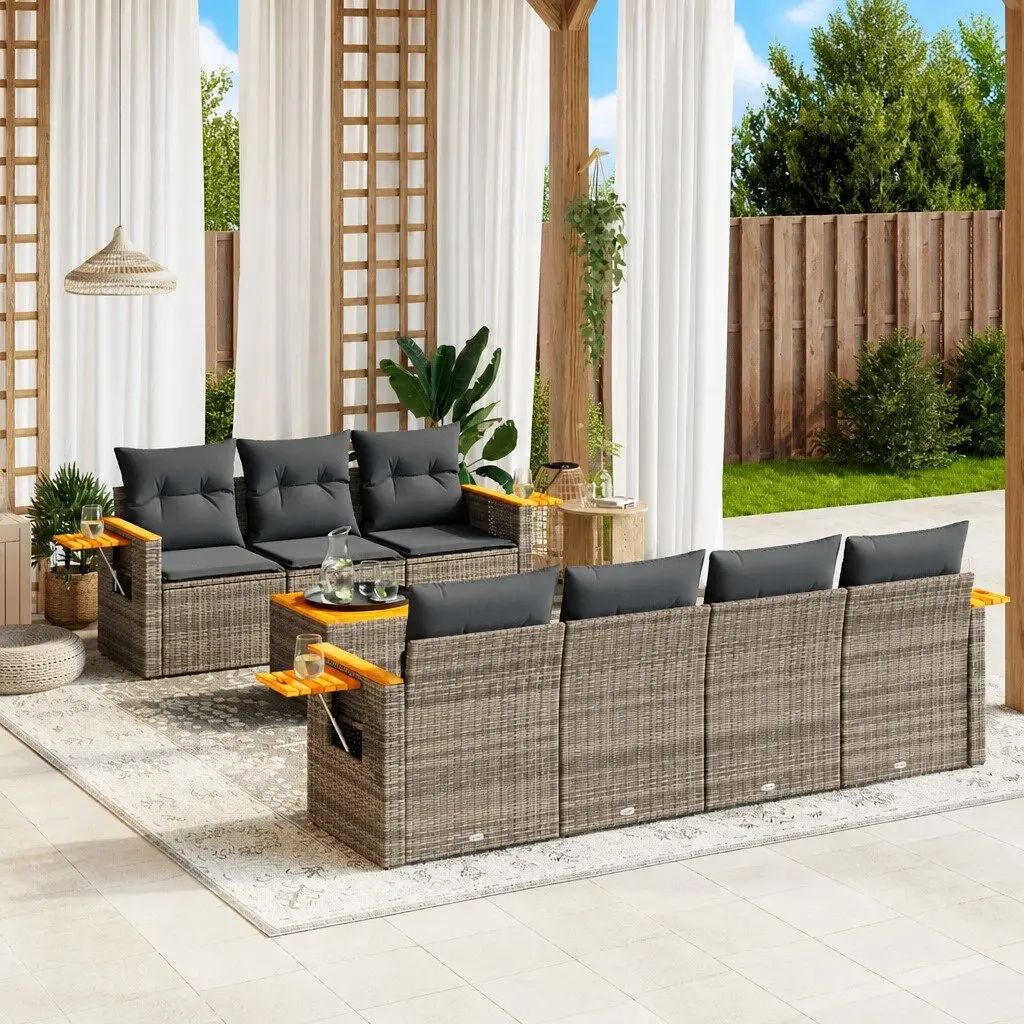 8 Piece Garden Sofa Set Outdoor Furniture Patio Conversation Grey