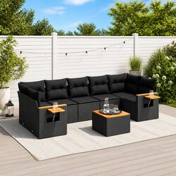 Value-Driven 8 Piece Black Poly Rattan Sofa Set