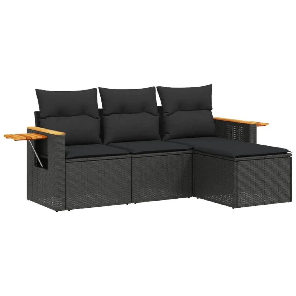 4 Piece Garden Sofa Set Outdoor Furniture Patio Conversation Sectional Black