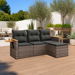 4 Piece Outdoor Garden Sofa Set with Foldable Table
