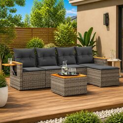 Reliable 6-Piece Grey Garden Sofa Set with Value