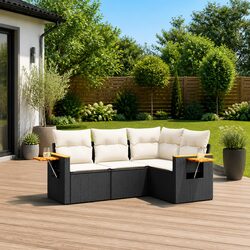 Reliable 4 Piece Black Garden Sofa Set for Your Home