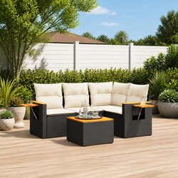 5 Piece Black Garden Sofa Set - Comfort and Durability