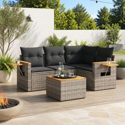 Comfort and Value: 5-Piece Grey Rattan Sofa Set
