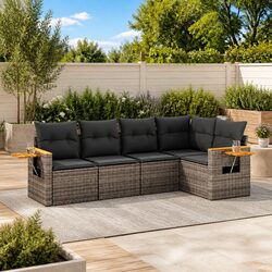 Comfortable 5 Piece Grey Sofa Set for Outdoor Relaxation