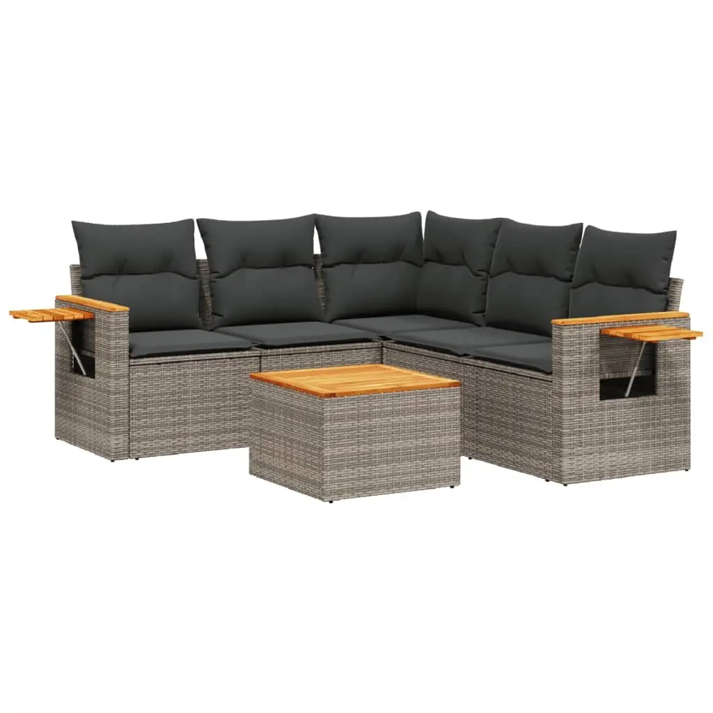 Garden Sofa Set 6 Piece Outdoor Furniture Patio Lounge Grey with Cushions Table