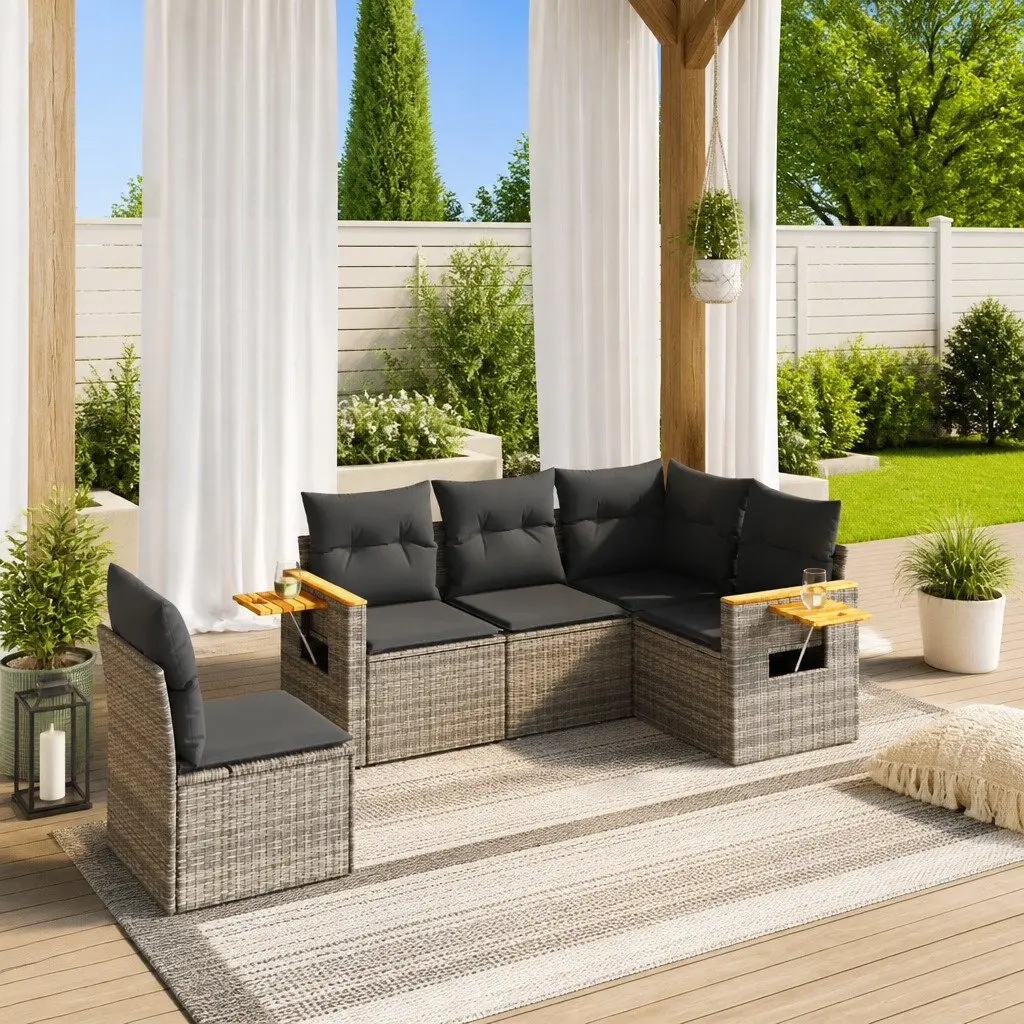 5 Piece Garden Sofa Set with Removable Covers