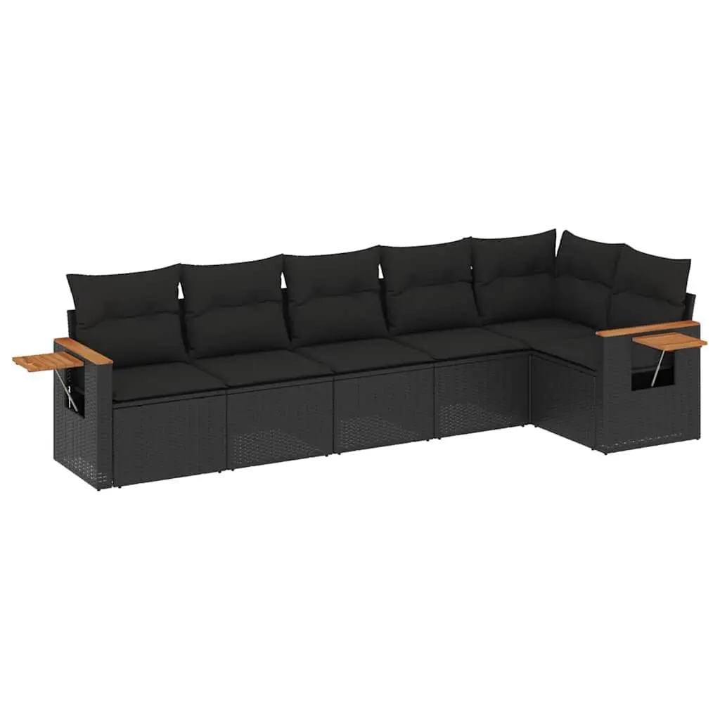 6 Piece Garden Sofa Set Outdoor Patio Furniture Black Poly Rattan Modular