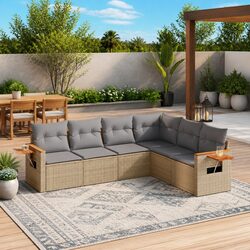 Practical 6 Piece Outdoor Sofa Set in Beige