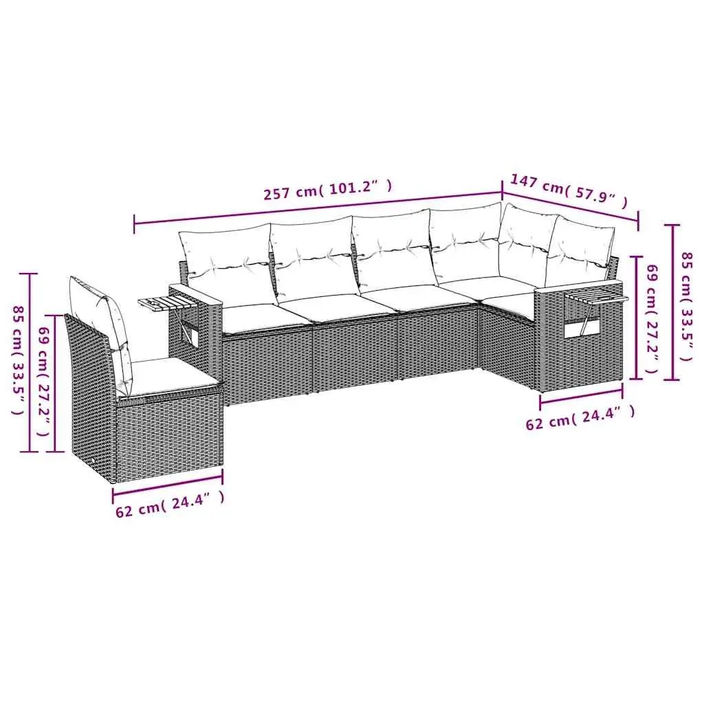 6 Piece Garden Sofa Set