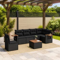 Comfort and Value: 7 Piece Black Rattan Sofa Set
