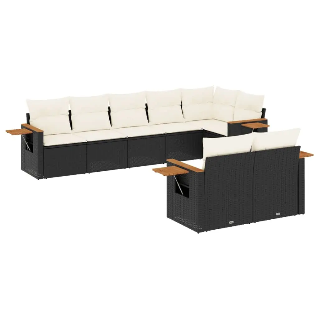 Garden Sofa Set 8 Piece Outdoor Furniture Patio Black Poly Rattan Modular