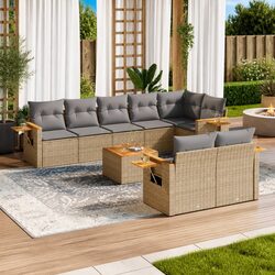 Reliable 9 Piece Garden Sofa Set with Cushions