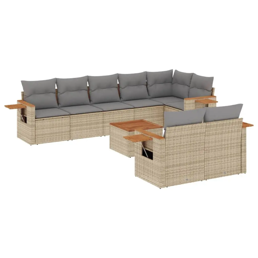 9 Piece Garden Sofa Set with Cushions