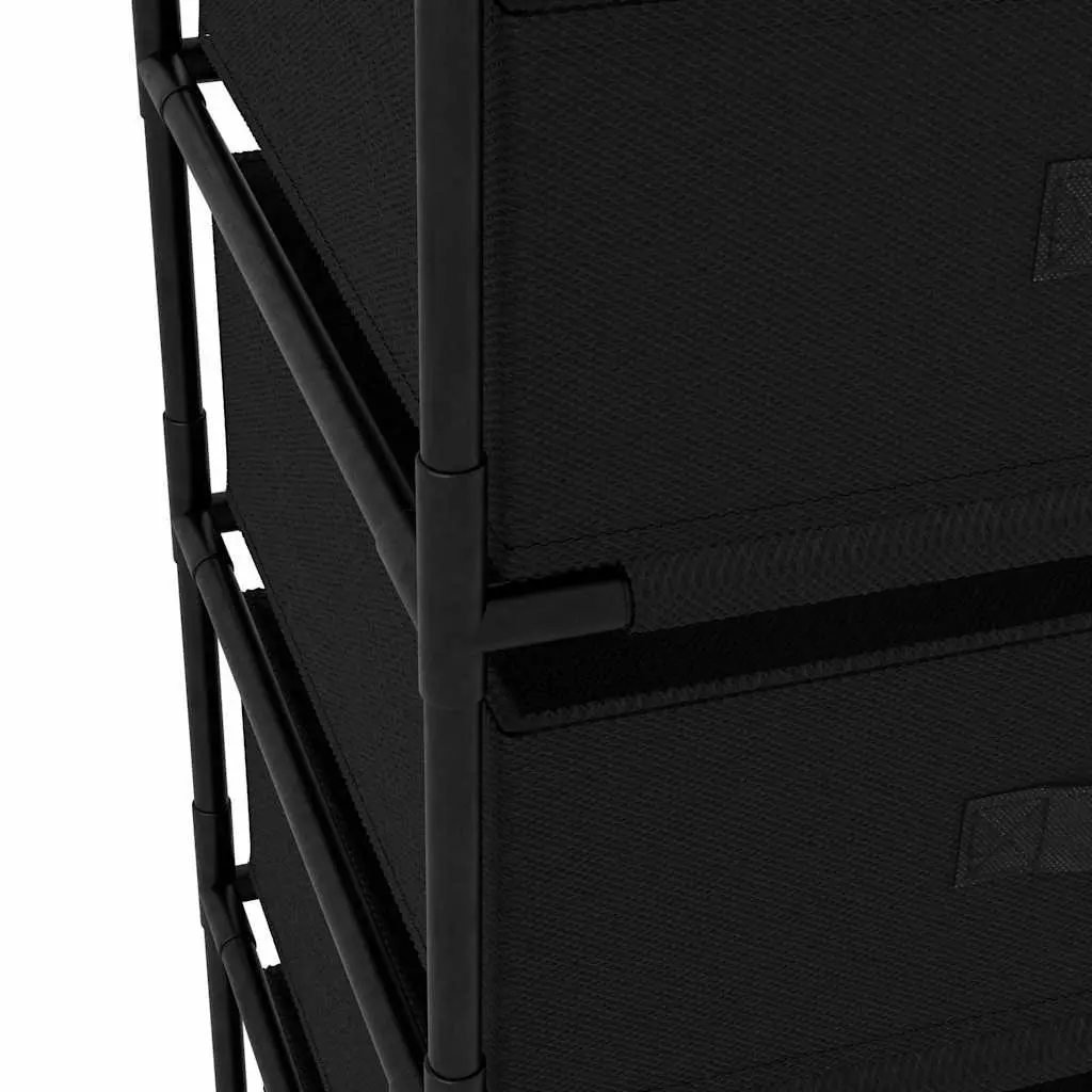 Storage Rack Organiser 4 Basket Fabric Steel Frame Black