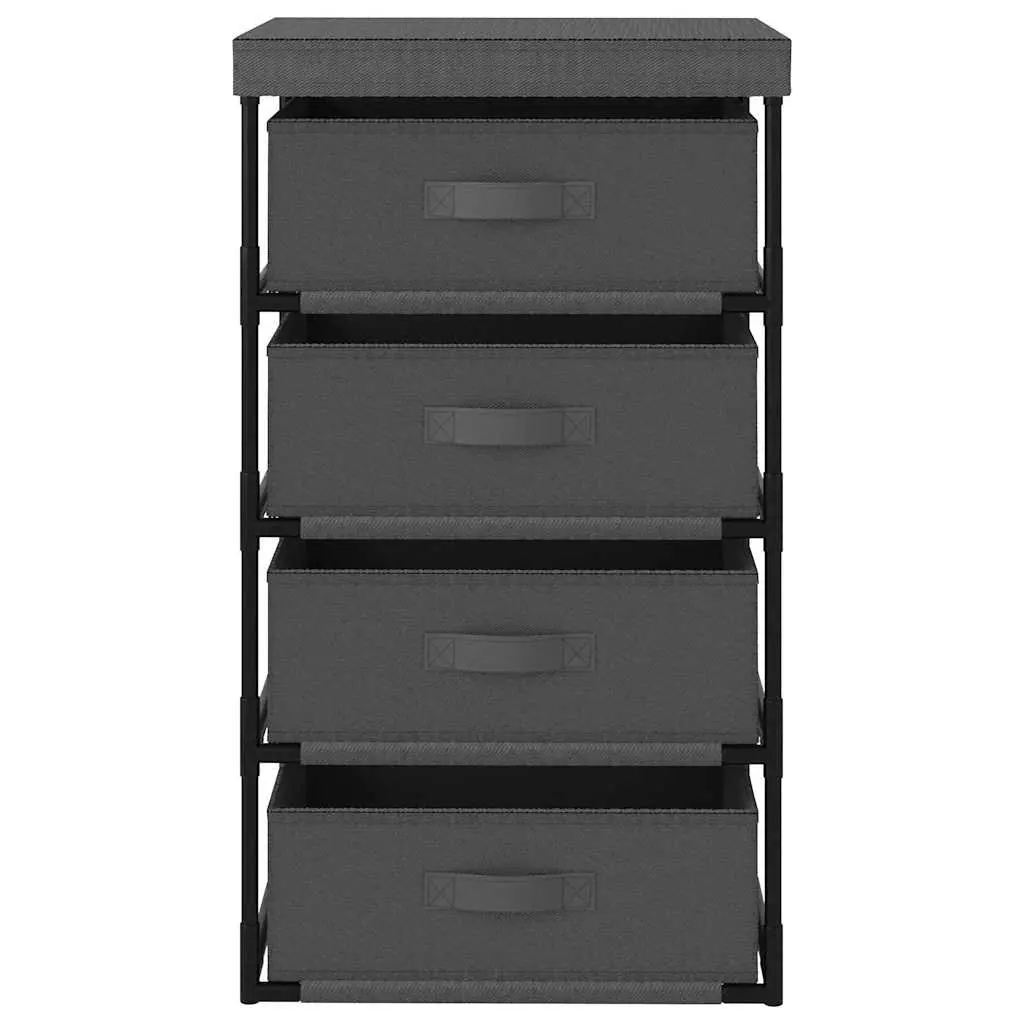 Storage Rack Organiser 4 Removable Fabric Baskets Steel Frame Grey