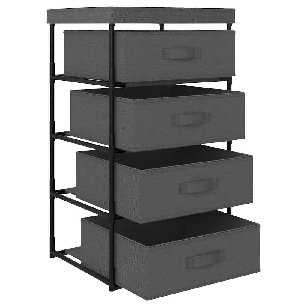 Storage Rack Organiser 4 Removable Fabric Baskets Steel Frame Grey