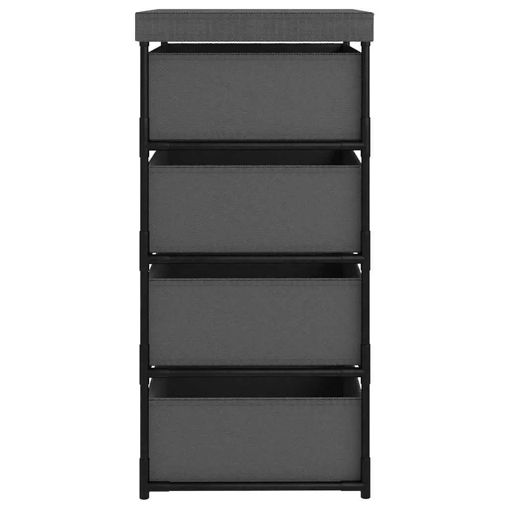 Storage Rack Organiser 4 Removable Fabric Baskets Steel Frame Grey