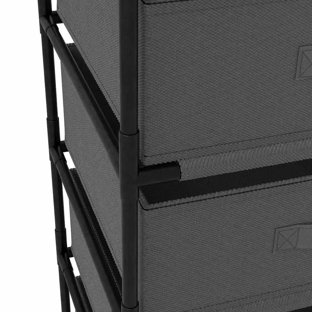 Storage Rack Organiser 4 Removable Fabric Baskets Steel Frame Grey