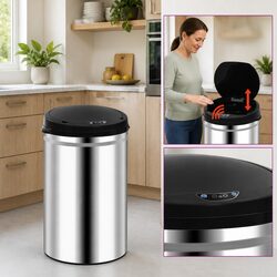 Automatic Sensor Dustbin 30L Silver Stainless Steel Waste Bin Trash Can