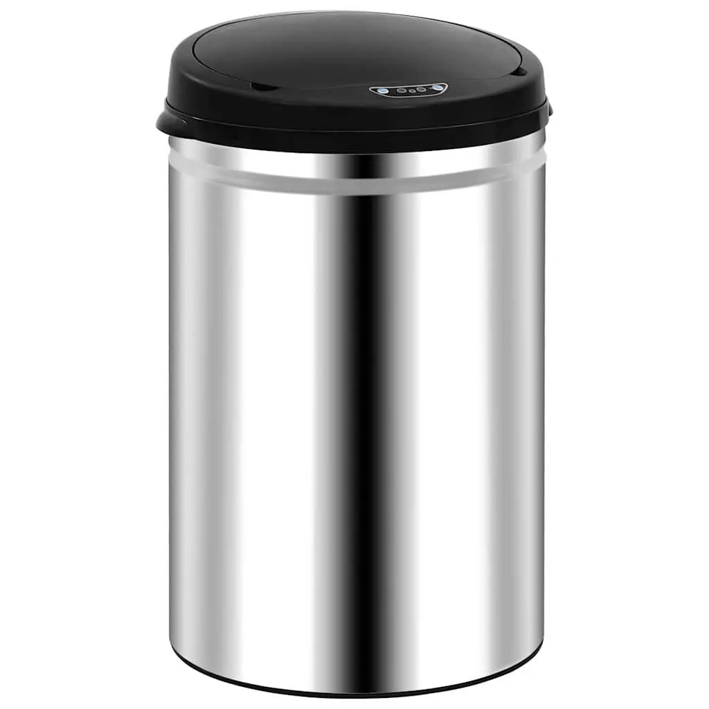 30L Stainless Steel Automatic Sensor Trash Can Silver Waste Bin with ABS Lid