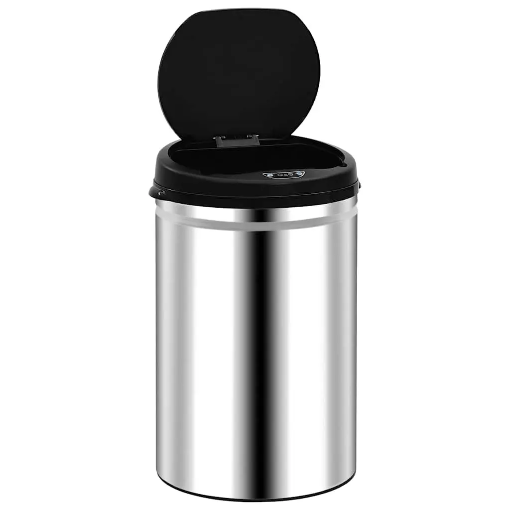 30L Stainless Steel Automatic Sensor Trash Can Silver Waste Bin with ABS Lid