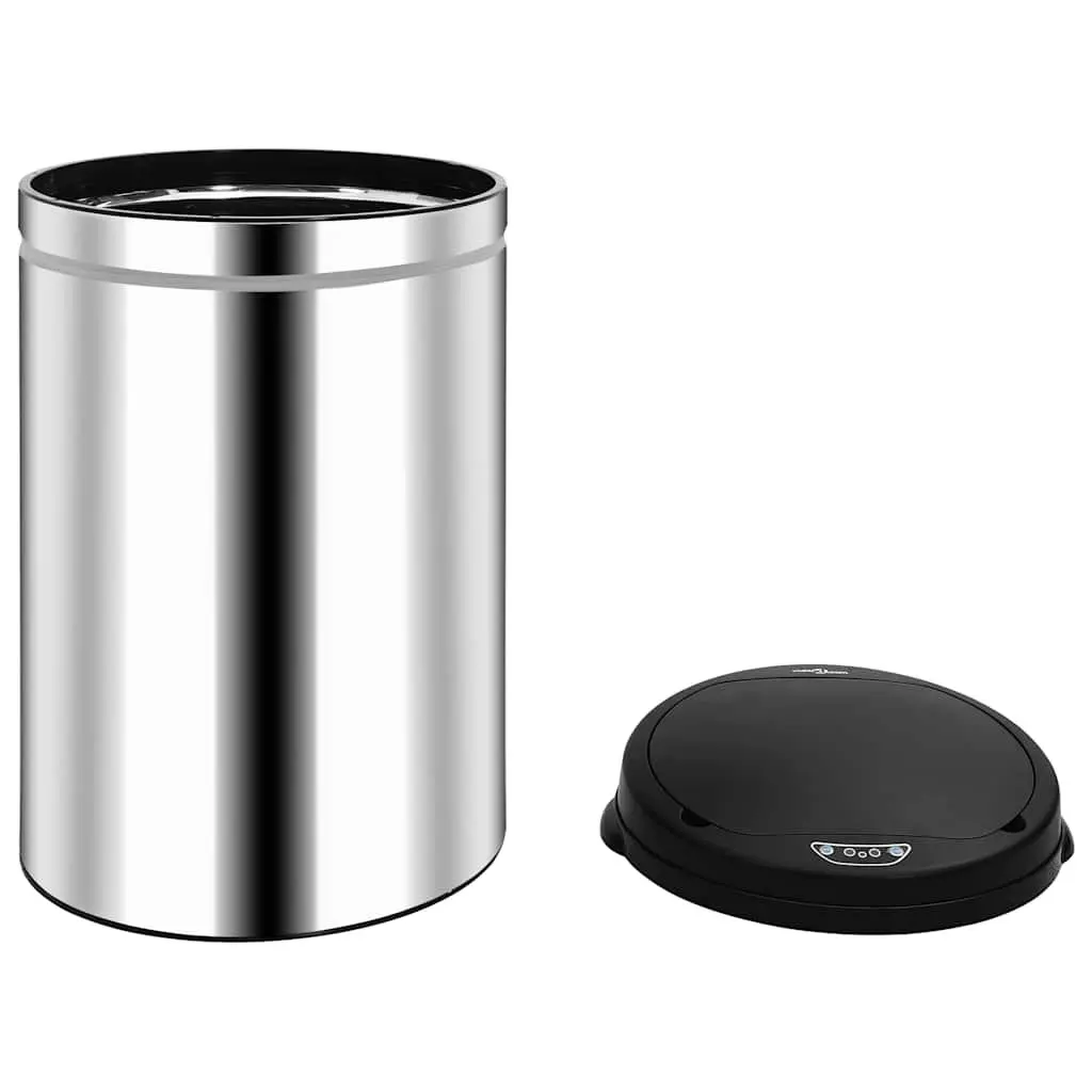30L Stainless Steel Automatic Sensor Trash Can Silver Waste Bin with ABS Lid
