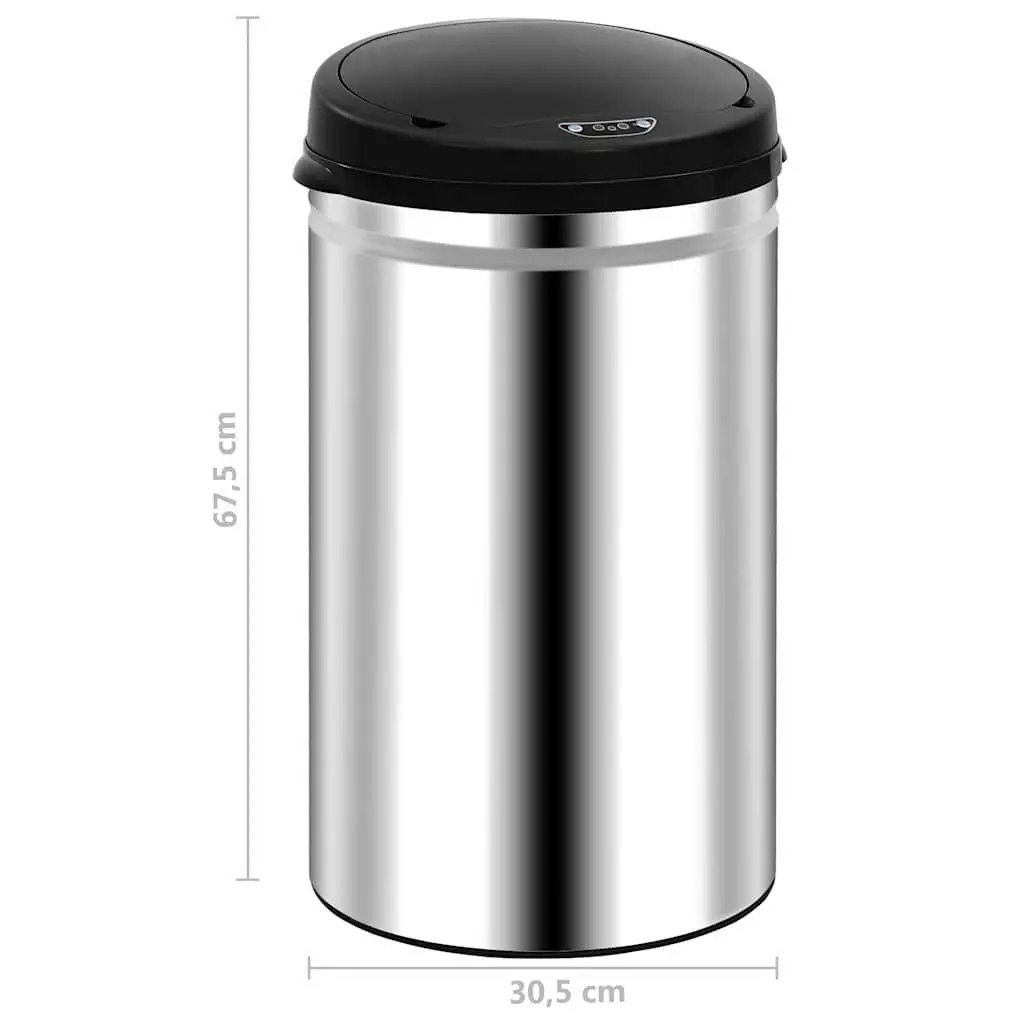 Automatic Sensor Dustbin 40L Touch-Free Trash Can Silver