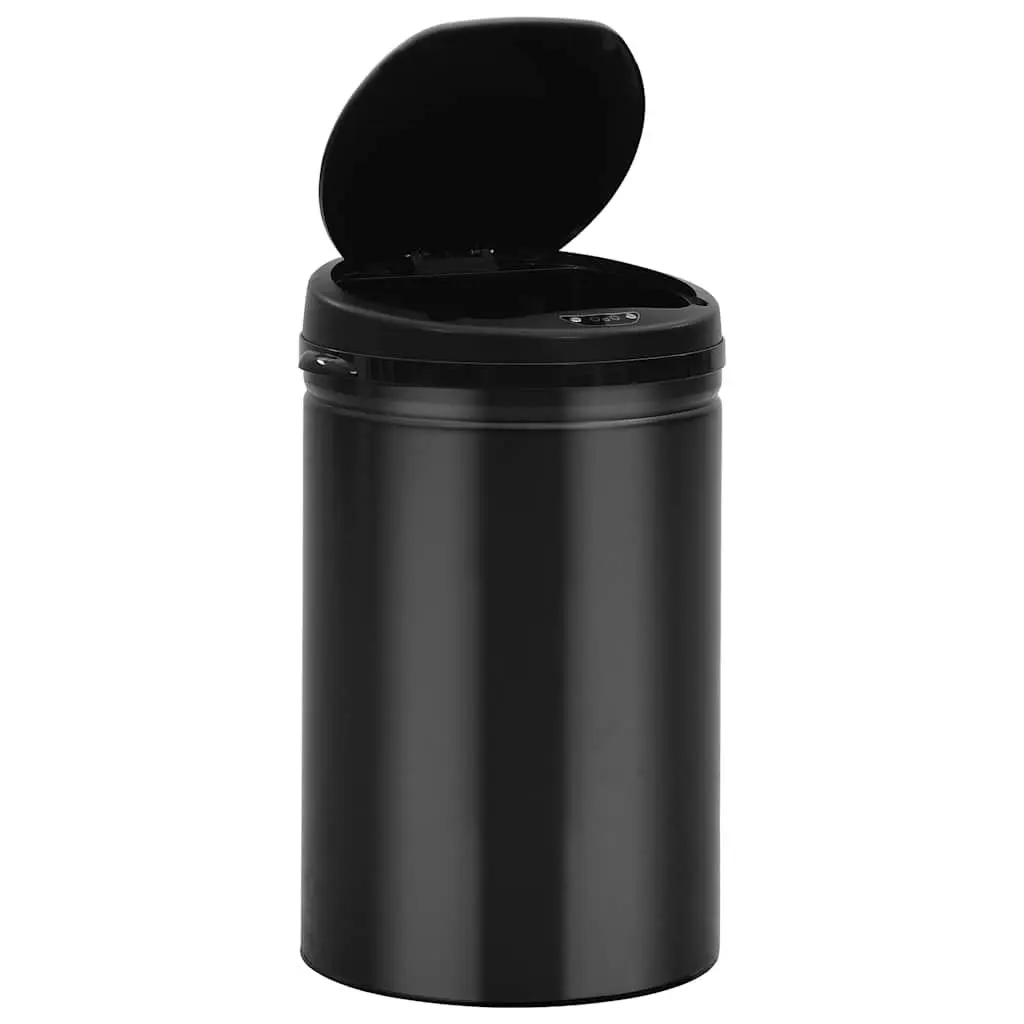 Automatic Sensor Dustbin 30L Waste Bin Touch Free Black Carbon Steel