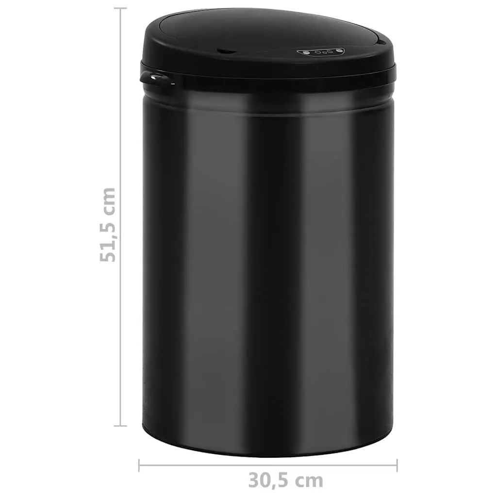 Automatic Sensor Dustbin 30L Waste Bin Touch Free Black Carbon Steel