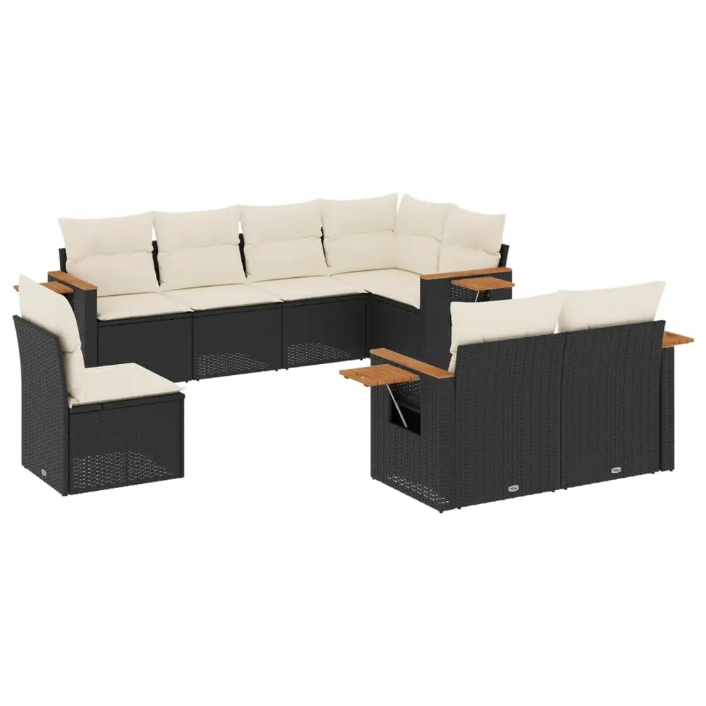 Garden Sofa Set 8 Piece Outdoor Furniture Modular Black PE Rattan