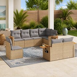 8-Piece Outdoor Sofa Set in Beige - Comfort and Quality