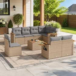 Comfort and Value: 9 Piece Garden Sofa Set with Cushions