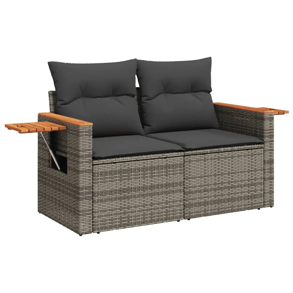 7 Piece Garden Sofa Set Grey Poly Rattan Outdoor Furniture Patio Lounge