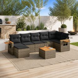 Reliable 8-Piece Grey Garden Sofa Set for Outdoor Living