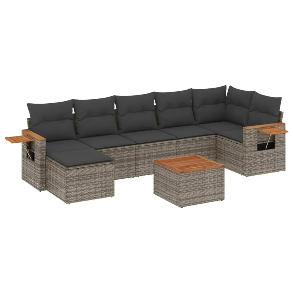 Garden Sofa Set 8 Piece Modular Outdoor Furniture Grey Rattan