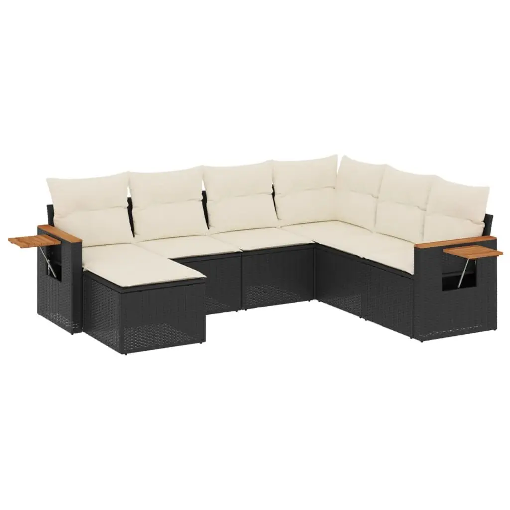 7 Piece Garden Sofa Set Modular Outdoor Patio Furniture with Cushions Black