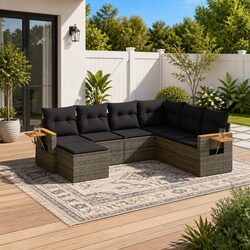 Comfortable 7 Piece Garden Sofa Set with Cushions