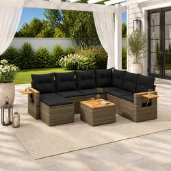 Durable Outdoor Garden Sofa Set - 8 Piece Grey Set