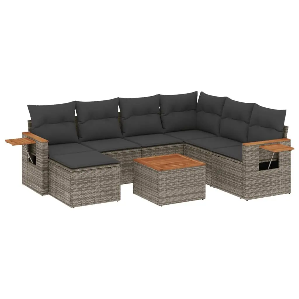 Garden Sofa Set Modular Outdoor Furniture 8 Piece Grey Poly Rattan
