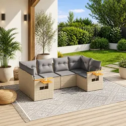 Reliable 6 Piece Garden Sofa Set with Cushions