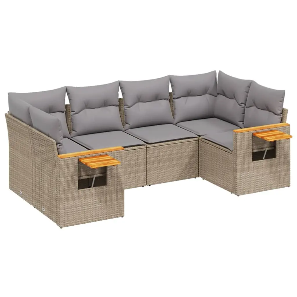 Garden Sofa Set Outdoor Furniture 6 Piece Modular Beige with Cushions