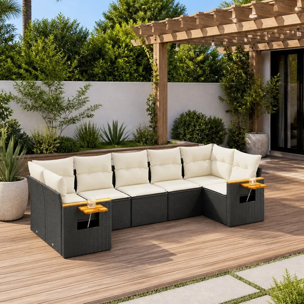 7 Piece Black Sofa Set