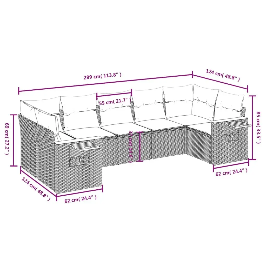 7 Piece Black Sofa Set