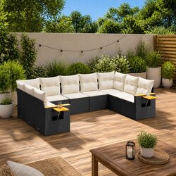 Reliable and Affordable 9 Piece Garden Sofa Set in Black