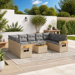 10 Piece Garden Sofa Set in Beige: Practical Comfort