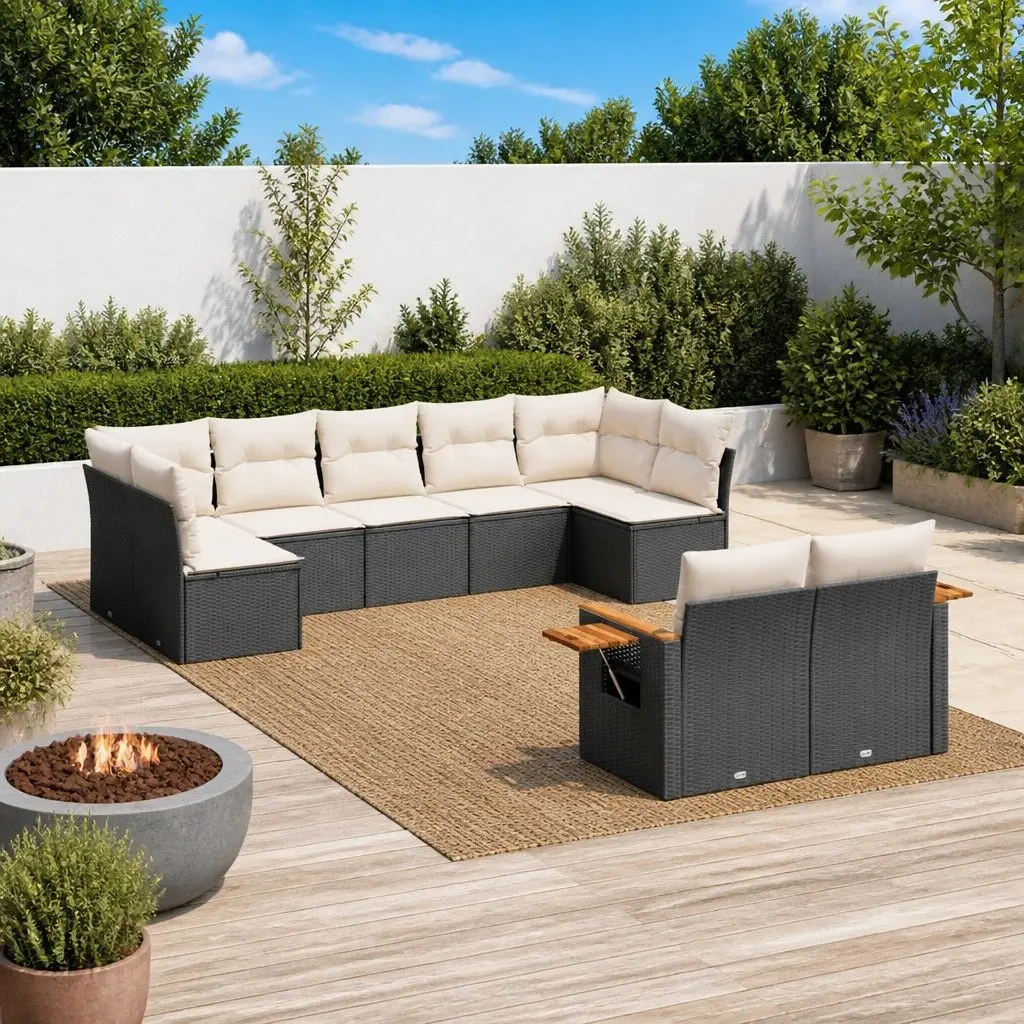 9 Piece Garden Sofa Set Outdoor Furniture Patio Sectional with Cushions Black