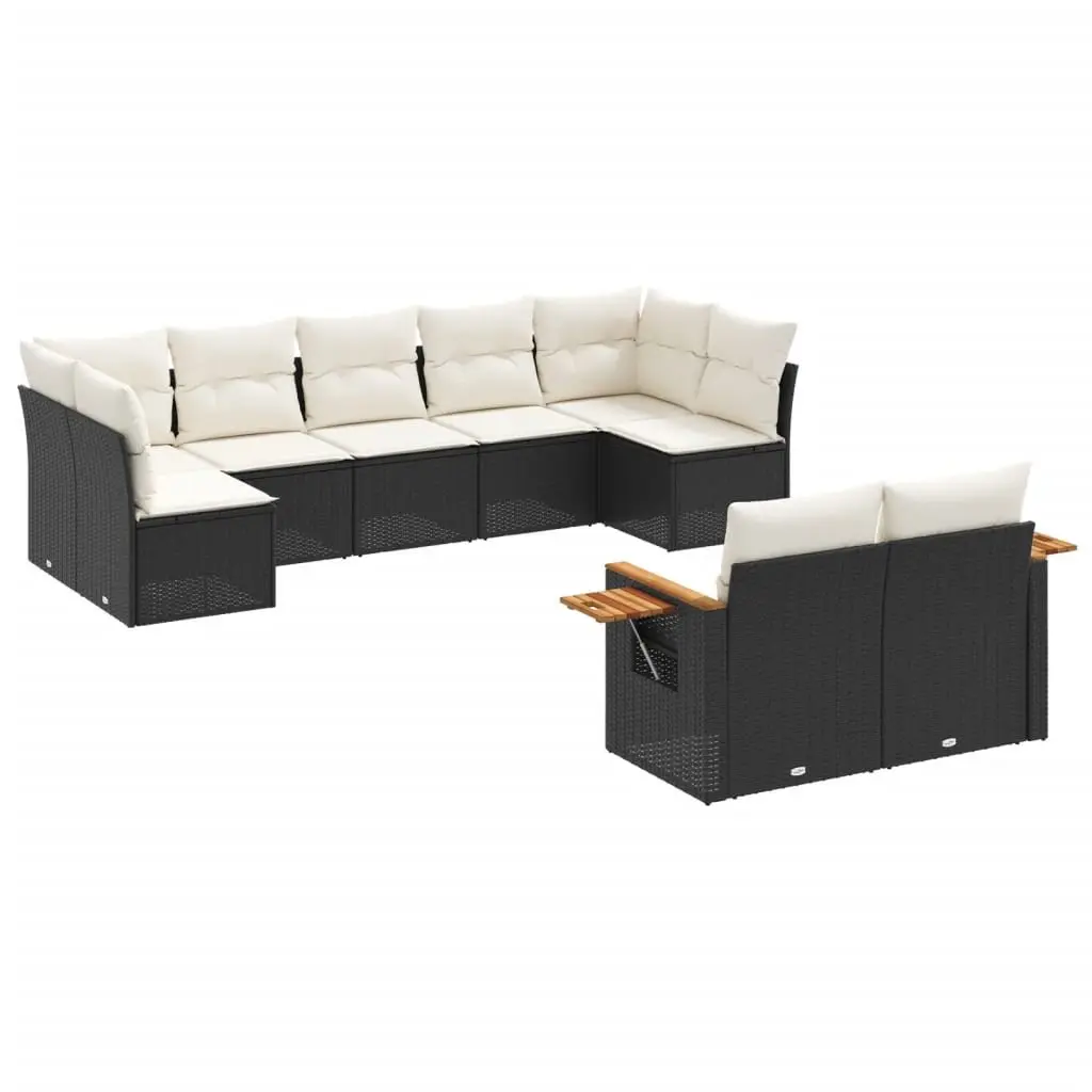 9 Piece Garden Sofa Set Outdoor Furniture Patio Sectional with Cushions Black
