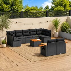 Comfortable 10-Piece Garden Sofa Set in Stylish Black