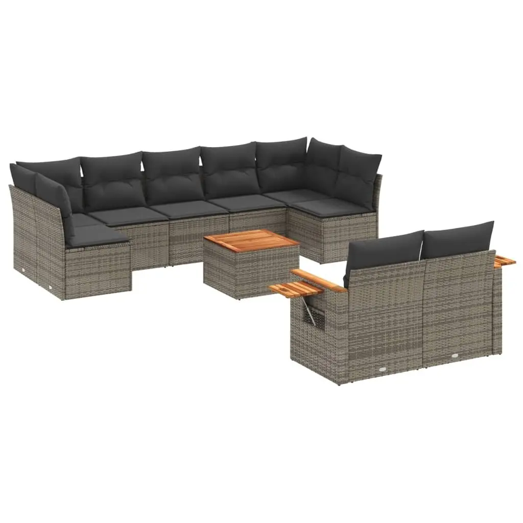 Garden Sofa Set 10 Piece Outdoor Furniture Grey Poly Rattan Patio Lounge